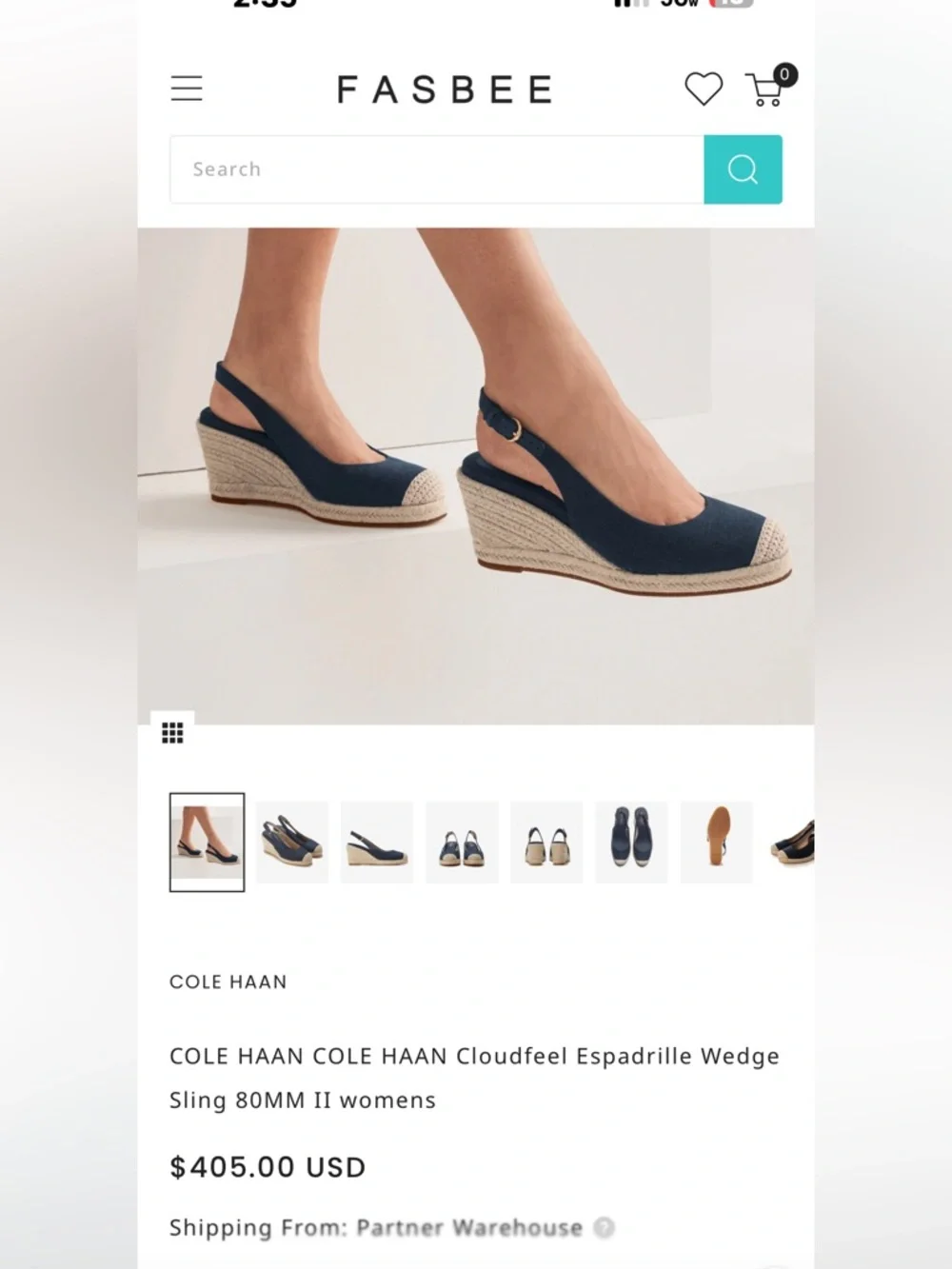 Cole Haan Navy Espadrille Cloudfeel Slingback Wedge